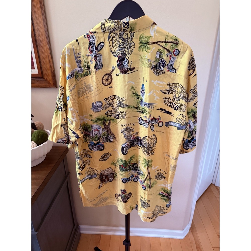 Harley Davidson Hawaiian Shirt XL 100% Viscose Made in Hawaii AS IS Large Rip - Picture 9 of 11